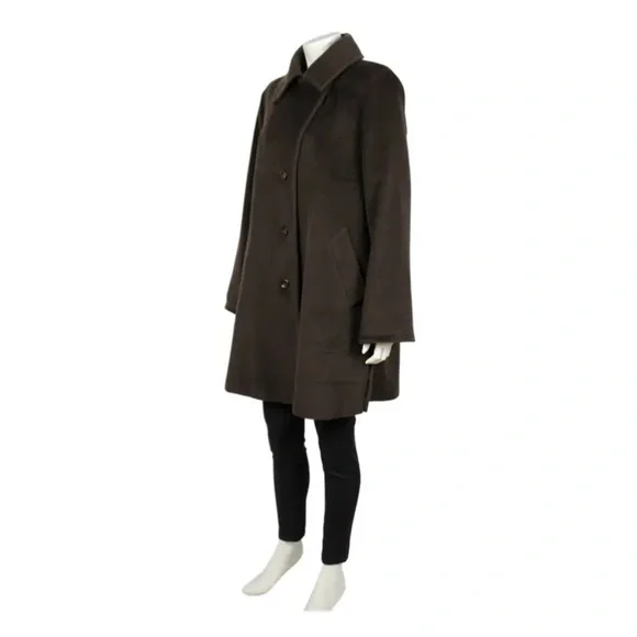 MAX MARA BROWN WOOL THREE BUTTON COAT - Picture 3 of 9